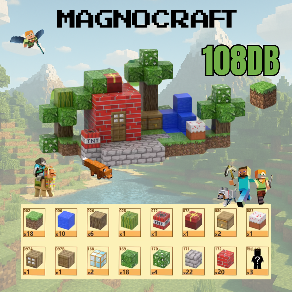 MagnoCraft - mágneses készség fejlesztő építőkockák "RelytettTéglaház"