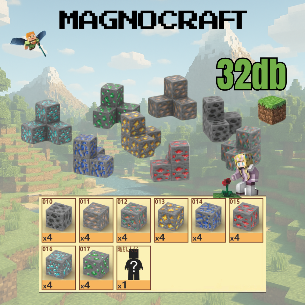 MagnoCraft - mágneses készség fejlesztő építőkockák "BányászKincsek"