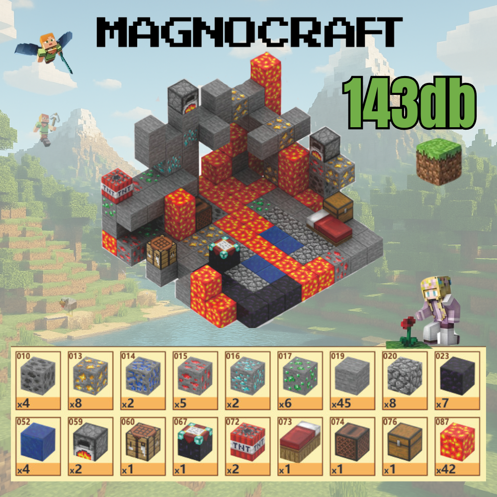 MagnoCraft - mágneses készség fejlesztő építőkockák "PokoliBányászkaland"