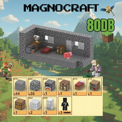 MagnoCraft - mágneses készség fejlesztő építőkockák "kunyhók"