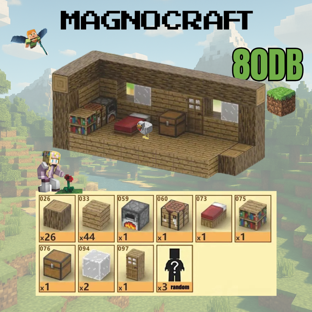 MagnoCraft - mágneses készség fejlesztő építőkockák "kunyhók"