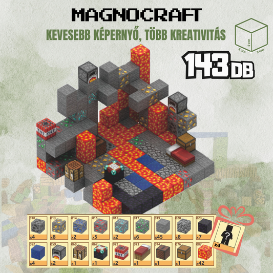 MagnoCraft - 143 db-os mágneses készségfejlesztő készlet  "PokoliBányászkaland"