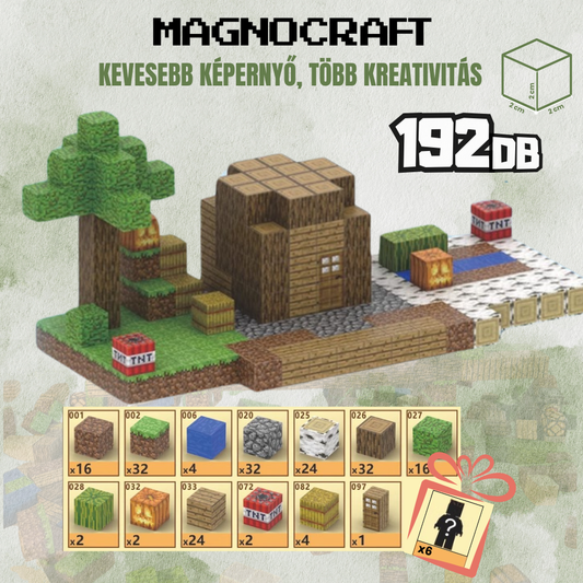 MagnoCraft - 192 db-os mágneses készségfejlesztő készlet  "KUCKÓ"