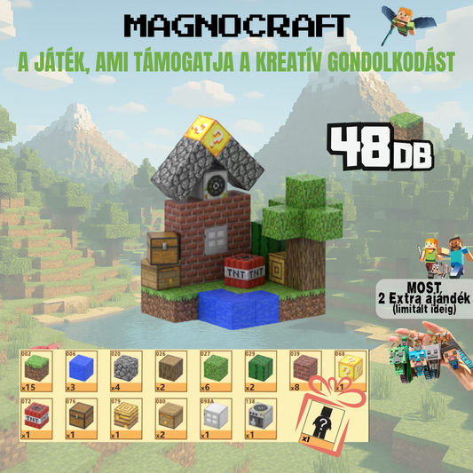 MagnoCraft - 48 db-os mágneses készségfejlesztő készlet  "Mini Bázis"