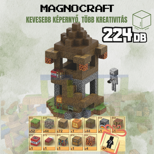 MagnoCraft - 224 db-os mágneses készségfejlesztő készlet  "ŐrszemErőd"