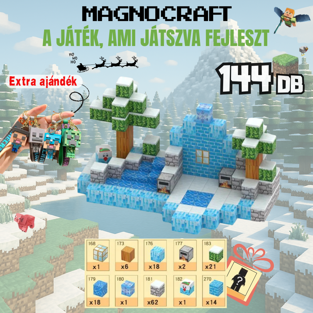 MagnoCraft - mágneses készség fejlesztő építőkockák "Jégkunyhó"