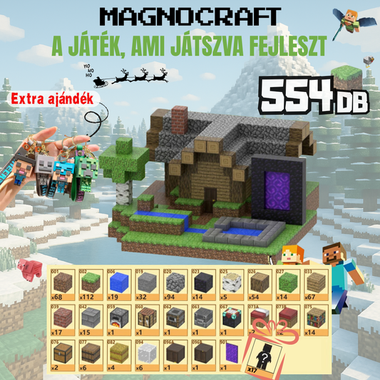 MagnoCraft - mágneses készség fejlesztő építőkockák "Óriás Portálőrház"