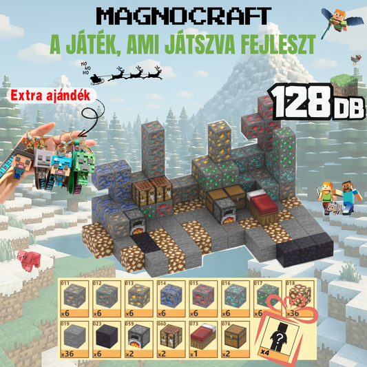 MagnoCraft - mágneses készség fejlesztő építőkockák "BányászKaland"