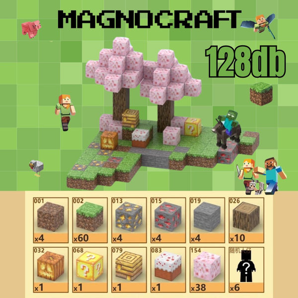 MagnoCraft - mágneses készség fejlesztő építőkockák "CSERESZNYEFA" - MagnoCraft