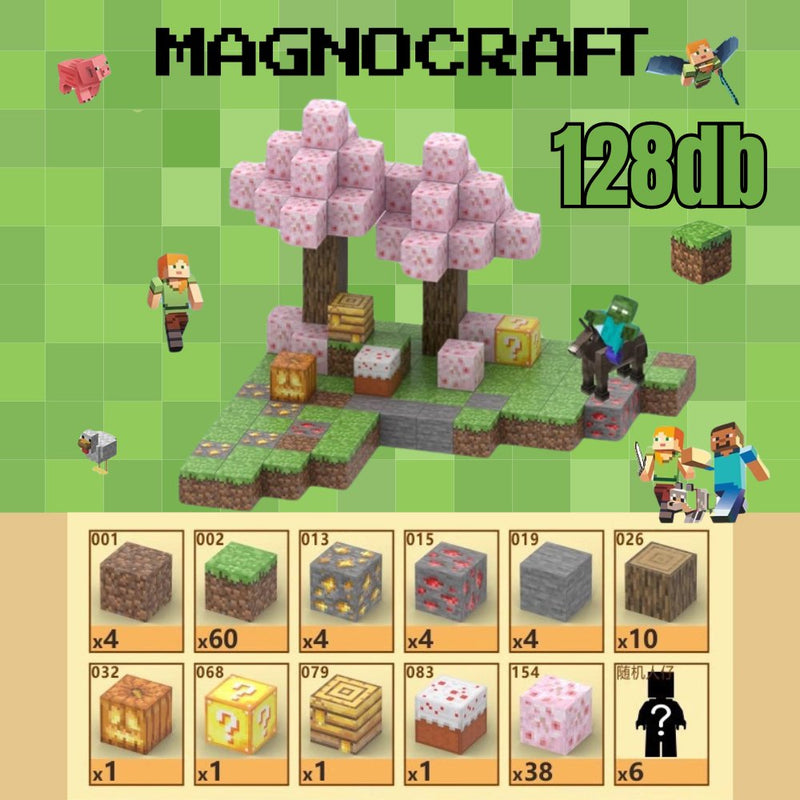 MagnoCraft - mágneses készség fejlesztő építőkockák "CSERESZNYEFA" - MagnoCraft