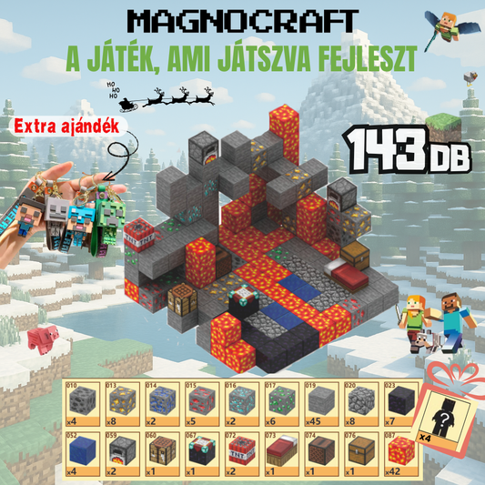 MagnoCraft - mágneses készség fejlesztő építőkockák "PokoliBányászkaland"