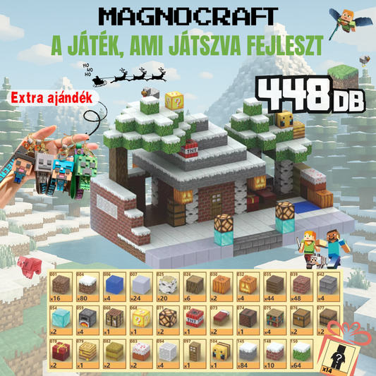 MagnoCraft - mágneses készség fejlesztő építőkockák "Téli Kalandház"